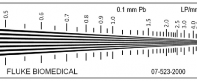 Test patterns are used to determine the resolution of the X-ray machine